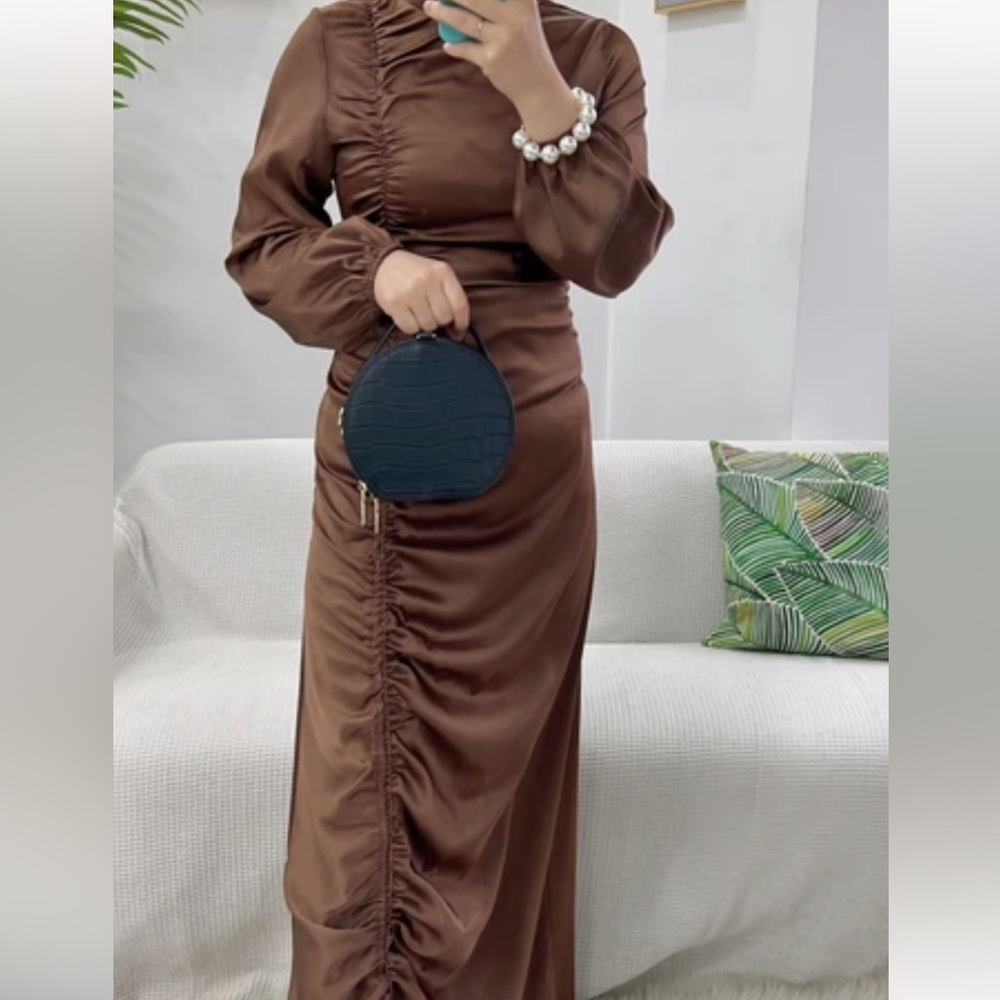 Brown scrunch maxi dress